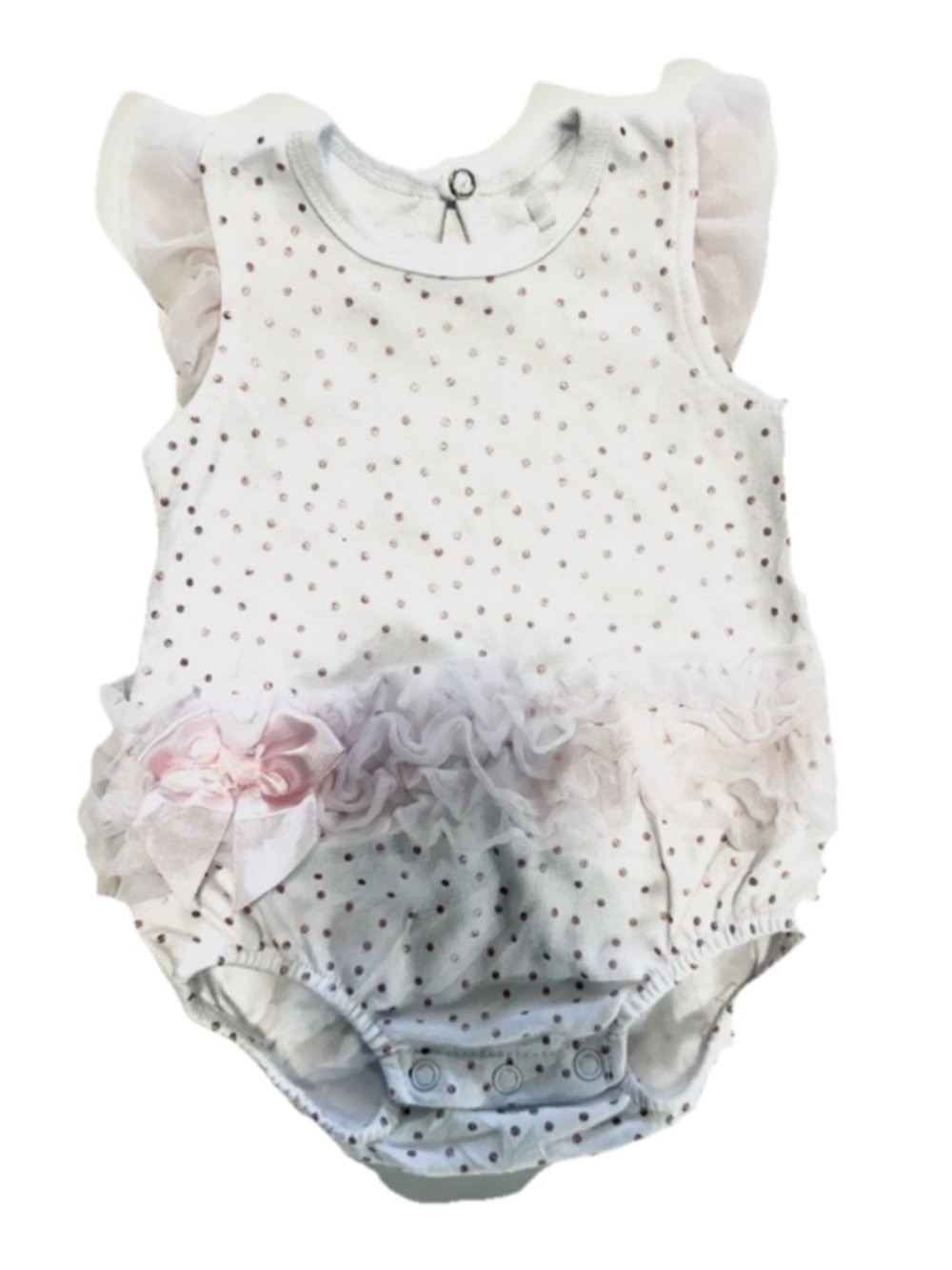 Baby Girl White Polka Dot Ruffle Romper